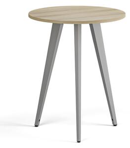 Konferenční stůl PRIMO VIBE, průměr 60 cm, šedostříbrná podnož, dub přírodní