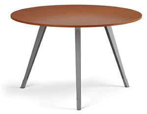 Konferenční stůl PRIMO ZEN, průměr 120 cm, šedostříbrná podnož, třešeň