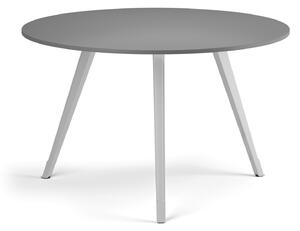 Konferenční stůl PRIMO ZEN, průměr 120 cm, bílá podnož, grafit