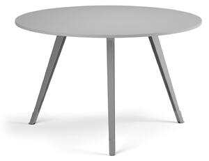 Konferenční stůl PRIMO ZEN, průměr 120 cm, šedostříbrná podnož, šedá