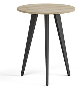 Konferenční stůl PRIMO VIBE, průměr 60 cm, černá podnož, dub přírodní
