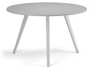 Konferenční stůl PRIMO ZEN, průměr 120 cm, bílá podnož, šedá