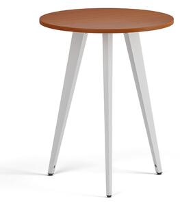 Konferenční stůl PRIMO VIBE, průměr 60 cm, bílá podnož, třešeň