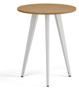 Konferenční stůl PRIMO VIBE, průměr 60 cm, bílá podnož, buk