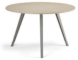 Konferenční stůl PRIMO ZEN, průměr 120 cm, šedostříbrná podnož, bříza
