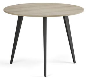 Konferenční stůl PRIMO VIBE, průměr 100 cm, černá podnož, dub přírodní