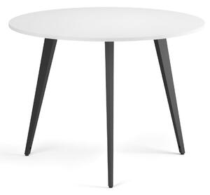 Konferenční stůl PRIMO VIBE, průměr 100 cm, černá podnož, bílá