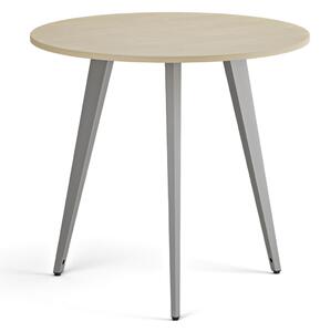 Konferenční stůl PRIMO VIBE, průměr 80 cm, šedostříbrná podnož, bříza