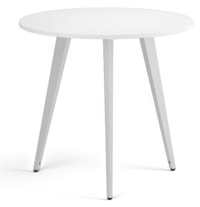 Konferenční stůl PRIMO VIBE, průměr 80 cm, bílá podnož, bílá