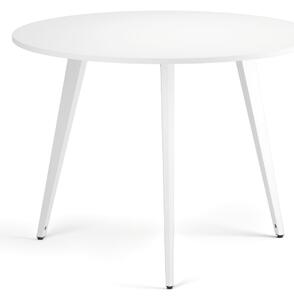 Konferenční stůl PRIMO VIBE, průměr 100 cm, bílá podnož, bílá