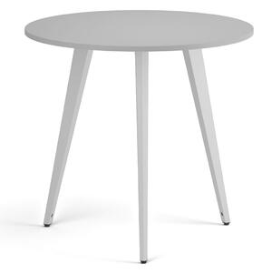 Konferenční stůl PRIMO VIBE, průměr 80 cm, bílá podnož, šedá