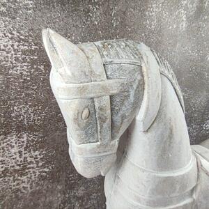 Dřevěný houpací koník dekorační- bílý s patinou- 37cm