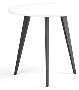 Konferenční stůl PRIMO VIBE, průměr 80 cm, černá podnož, bílá