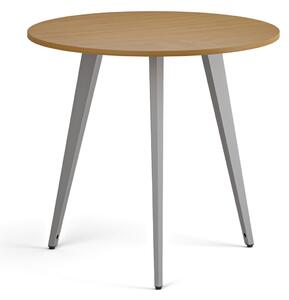 Konferenční stůl PRIMO VIBE, průměr 80 cm, šedostříbrná podnož, buk