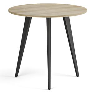 Konferenční stůl PRIMO VIBE, průměr 80 cm, černá podnož, dub přírodní