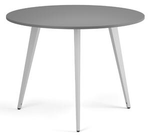 Konferenční stůl PRIMO VIBE, průměr 100 cm, bílá podnož, grafit