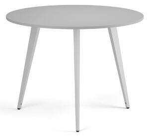 Konferenční stůl PRIMO VIBE, průměr 100 cm, bílá podnož, šedá