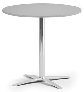 Konferenční stolek AURA, průměr 80 cm, chrom podnož, šedá