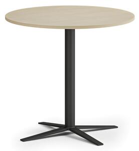 Konferenční stolek AURA, průměr 80 cm, černá podnož, bříza