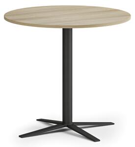 Konferenční stolek AURA, průměr 60 cm, černá podnož, dub přírodní