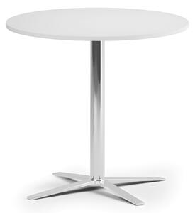 Konferenční stolek AURA, průměr 80 cm, chrom podnož, bílá