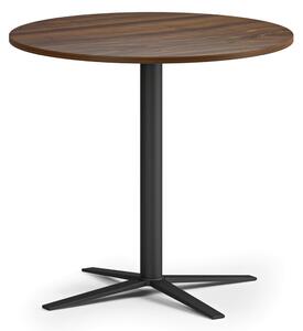 Konferenční stolek AURA, průměr 80 cm, černá podnož, ořech
