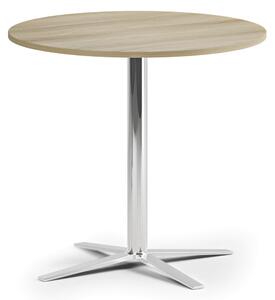 Konferenční stolek AURA, průměr 60 cm, chrom podnož, dub přírodní