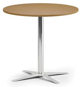 Konferenční stolek AURA, průměr 80 cm, chrom podnož, buk