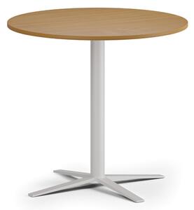 Konferenční stolek AURA, průměr 80 cm, bílá podnož, buk