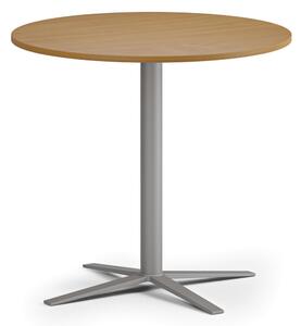 Konferenční stolek AURA, průměr 80 cm, šedostříbrná podnož, buk