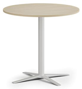 Konferenční stolek AURA, průměr 80 cm, bílá podnož, bříza