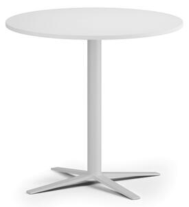 Konferenční stolek AURA, průměr 80 cm, bílá podnož, bílá