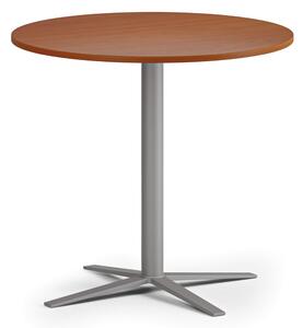 Konferenční stolek AURA, průměr 80 cm, šedostříbrná podnož, třešeň