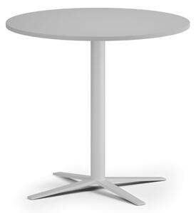 Konferenční stolek AURA, průměr 80 cm, bílá podnož, šedá