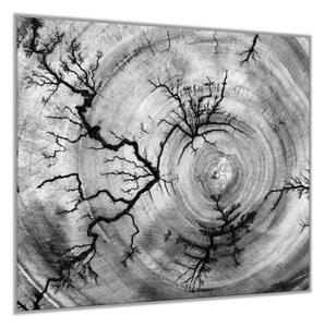 Sklo do kuchyně dřevěný ornament černé bílý - 30 x 60 cm