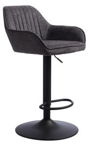 Tmavě šedá čalouněná barová židle s nastavitelnou výškou/s područkami (výška sedáku 65 cm) Nolan – Unique Furniture