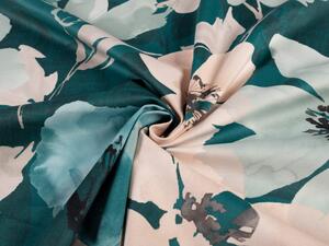 Biante Sametový povlak na polštář s lemem Tamara TMR-027 Velké květy na tmavě zeleném 30 x 50 cm