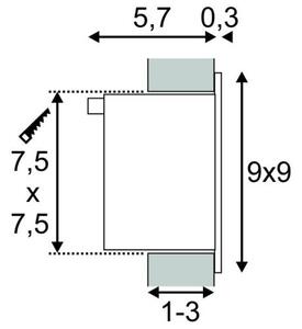 SLV 111262 Frame Basic LED, zápustné svítidlo do stěny, 1x1W power LED, 9x9cm, teple bílá barva světla
