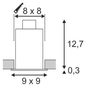 SLV 115510 Kadux, zápustná bodovka v hranatém tvaru, 1x50W, černá, 9x9cm