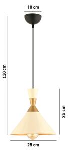 Lustr na lanku MONZA 1xE27/40W/230V pr. 25 cm krémová/zlatá