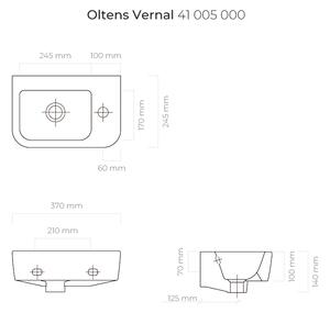 Oltens Vernal umyvadlo 37x24.5 cm půlkruhový klasický bílá 41005000