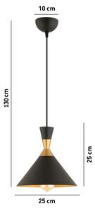 Lustr na lanku MONZA 1xE27/40W/230V pr. 25 cm černá/zlatá