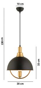 Lustr na lanku MONZA 1xE27/40W/230V pr. 30 cm černá/zlatá