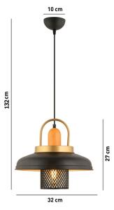Lustr na lanku MONZA 1xE27/40W/230V pr. 32 cm černá/zlatá