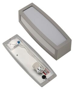 SLV 230084 Meridian box, nástěnné venkovní svítidlo se senzorem, 1x20W, stříbrnošedá, 38cm, IP54