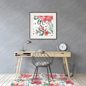 Podložka pod kolečkovou židli červené květy