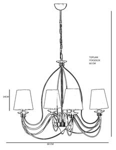 Lustr na řetězu CLASSIC 4xE14/40W/230V bronzová/béžová