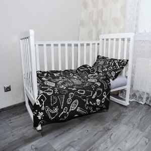 Sablio Mikroplyšové dětské povlečení do postýlky Černobílá škola - 120x90 / 40x60