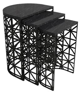 Odkládací stolek Stil Black Marble, 3 ks