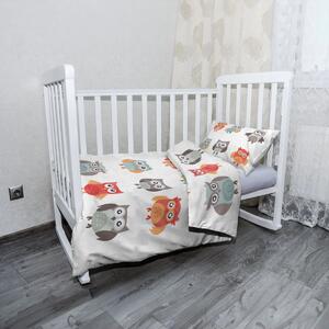 Sablio Mikroplyšové dětské povlečení do postýlky Sovy 2 - 120x90 / 40x60